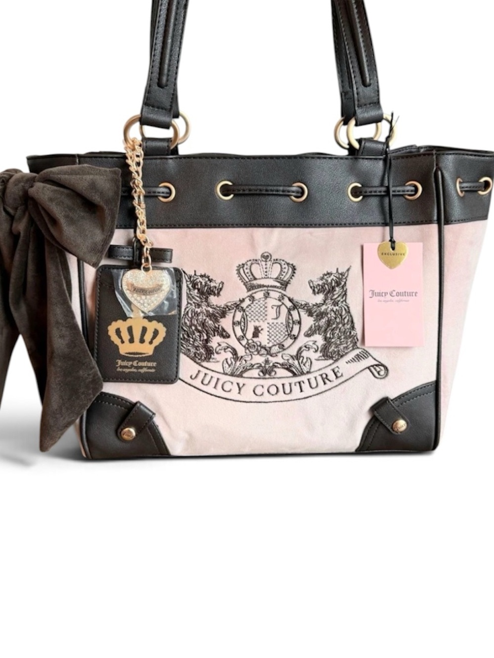 Juicy Couture Classic Scottie Dogs Daydreamer Tote Bag Chiffon Pink NWT